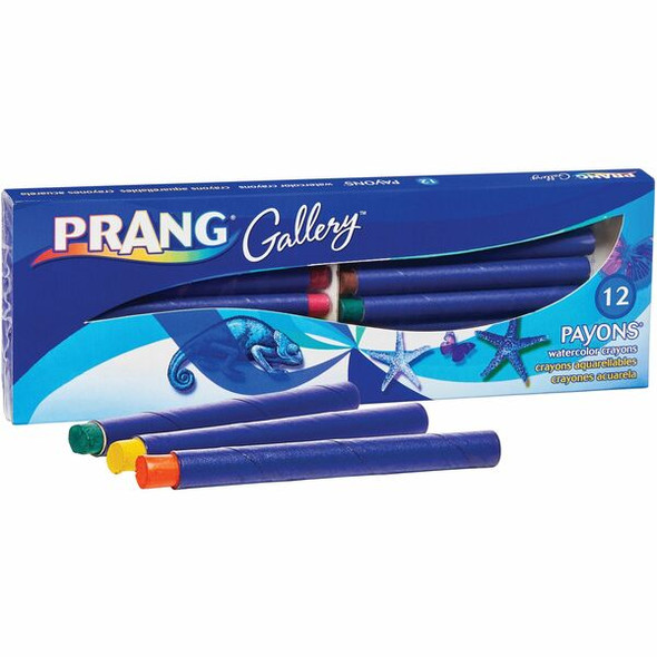 Prang Watercolor Crayons - 3.5" Length - 0.3" Diameter - Multi - 12 Each