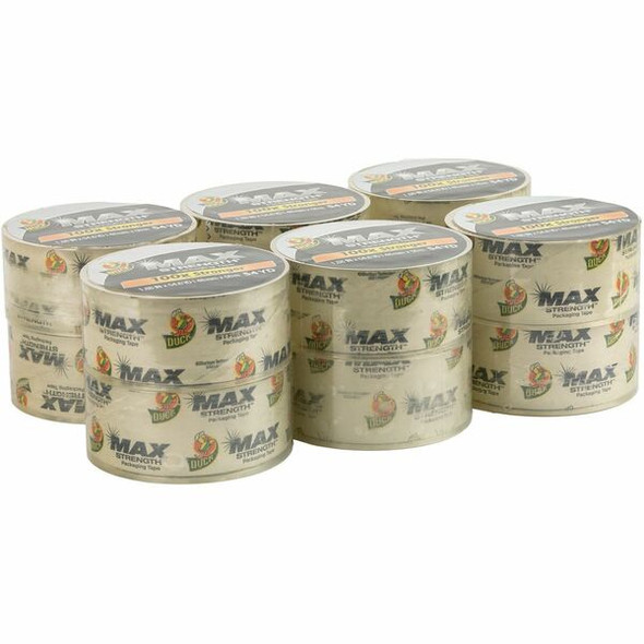 Duck Max Strength Packaging Tape - 54.60 yd Length x 1.88" Width - Damage Resistant - For Packaging, Shipping, Moving, Storage, Box, Home, Office, Project, Sealing - 12 / Pack - Clear