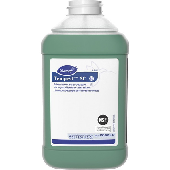 Diversey Tempest SC Solvent-Free Degreaser - Concentrate - 169.1 fl oz (5.3 quart) - Surfactant Scent - 1 / Carton - Green