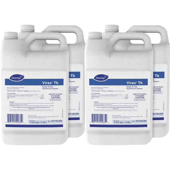 Diversey Virex Quaternary-Based RTU Disinfectant - Ready-To-Use - 128 fl oz (4 quart) - 4 / Carton - Clear
