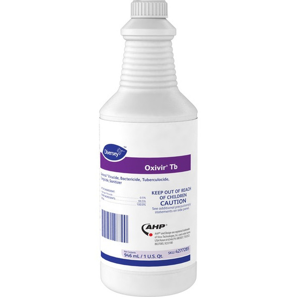 Diversey Oxivir Ready-to-use Surface Cleaner - For Hospital - 32 fl oz (1 quart) - 1 Each - VOC-free, APE-free, Odorless