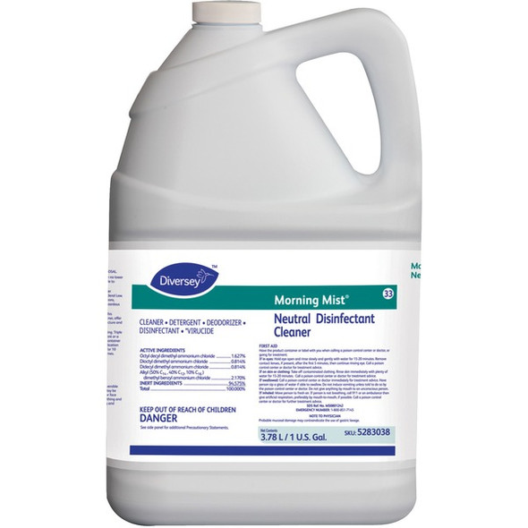 Diversey Morning Mist Neutral Disinfectant - Ready-To-Use - 128 fl oz (4 quart) - Neutral Scent - 4 / Carton - Blue