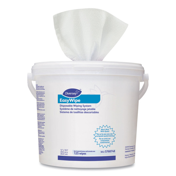 Easywipe Disposable Wiping Refill, 8.63 x 24.88, White, 125/Bucket, 6/Carton