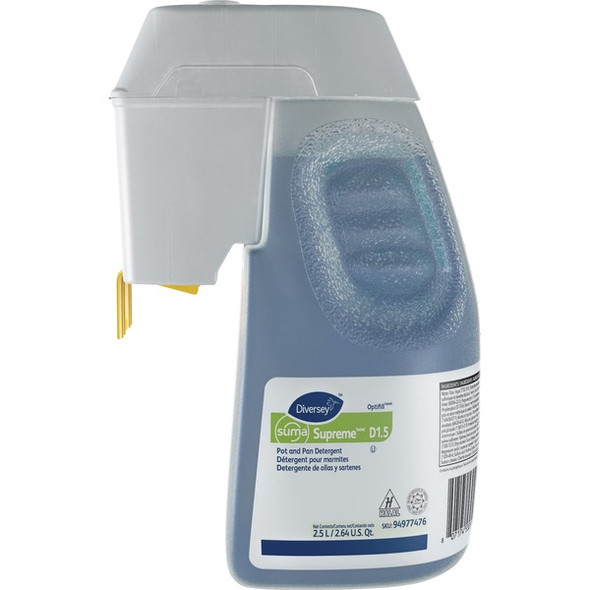 Diversey Suma Supreme Pot/Pan Detergent Refill - For Pan - Concentrate - 84.5 fl oz (2.6 quart) - Floral Scent - 1 Each - Blue