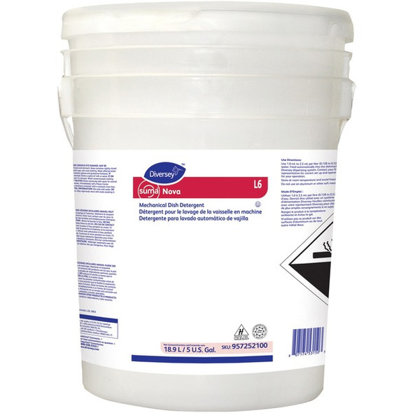 Diversey Suma Nova L6 Machine Dish Liquid - 640 fl oz (20 quart) - Characteristic Scent - 1 / Carton - Red