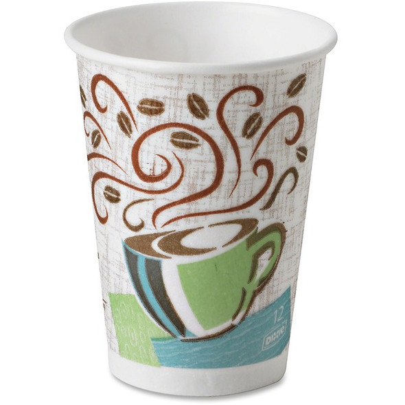 Dixie PerfecTouch 12 oz Insulated Paper Hot Coffee Cups by GP Pro - 160 / Pack - Assorted - Paper - Coffee, Hot Drink