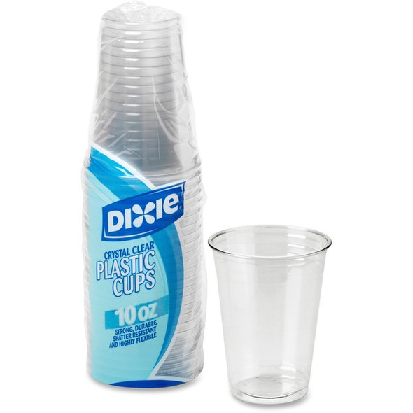 Dixie 10 oz Cold Cups by GP Pro - 25 / Pack - Clear - Plastic - Cold Drink, Breakroom