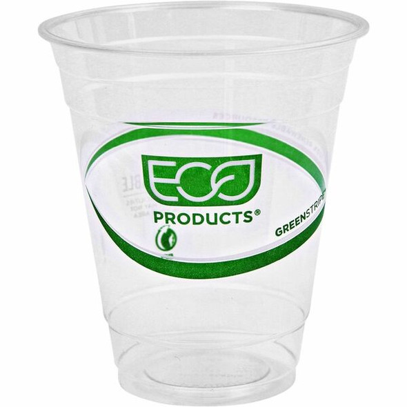 Eco-Products 12 oz GreenStripe Cold Cups - 50 / Pack - Clear, Green - Polylactic Acid (PLA) - Cold Drink