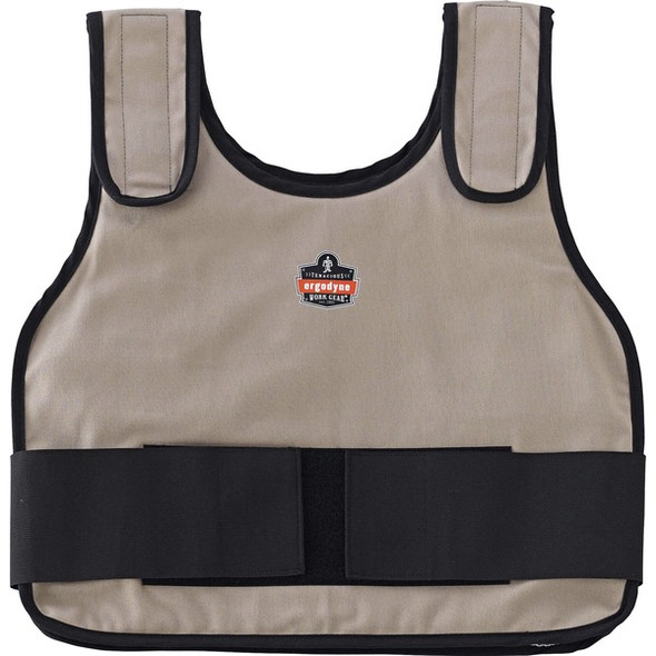 Chill-Its 6235 Standard Cooling Vest - Recommended for: Indoor, Outdoor - Small/Medium Size - Hook & Loop Closure - Cotton, Fabric - Khaki - Adjustable, Comfortable, Long Lasting, Flexible - 1 Each