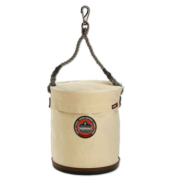 Ergodyne Arsenal 5743T Large Plastic Bottom Bucket - Heavy Duty, Durable, Rot Resistant, Mold Resistant, Pocket, Handle, Mildew Resistant, Moisture Resistant - 15" - Nylon, Plastic, Polypropylene, Nickel Plated, Canvas - White - 1 Each