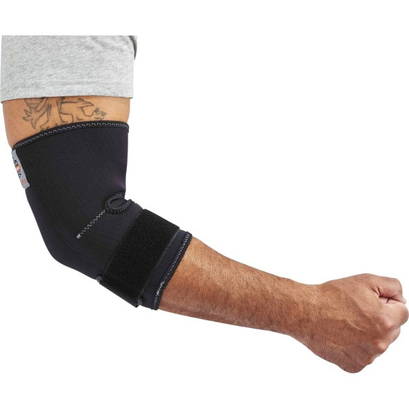 Ergodyne ProFlex 655 Elbow Sleeve with Strap - Black - Neoprene, Spandex