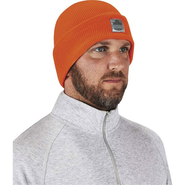 Ergodyne 6806 Cuffed Rib Knit Beanie Hat - Acrylic - Orange