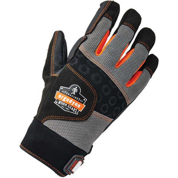 Ergodyne ProFlex 9002 Certified Full-Finger Anti-Vibration Gloves - Small Size - Black - Anti-Vibration, Padded Palm, Impact Resistant, Knitted, Reinforced Thumb, Reinforced Fingertip, Molded, ID Tab - 1 - 1.50" Thickness - 13" Glove Length