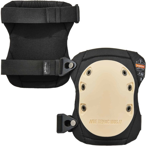 Ergodyne ProFlex 325 Cap Non-Marring Rubber Cap Knee Pads - Buckle - Tan, Black, Beige - 840D Nylon, Foam, Rubber