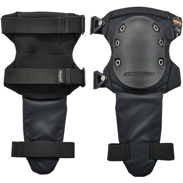 Ergodyne ProFlex 340 Cap Slip-Resistant Knee Pads with Shin Guard - Black - Rubber, 840D Nylon, Nitrile Butadiene Rubber (NBR) Foam