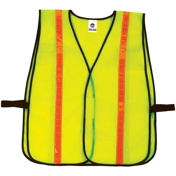 GloWear 8040HL Non-Certified Hi-Gloss Vest - Hook & Loop Closure - Polyester Mesh - Lime - Reflective - 1 Each