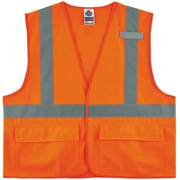 GloWear 8225HL Type R Class 2 Standard Solid Vest - Large/Extra Large Size - Hook & Loop Closure - Fabric, Polyester - Orange - Pocket, Mic Tab, Reflective - 1 Each