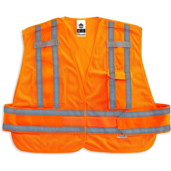 GloWear 8244PSV Type P Class 2 Expandable Public Safety Vest - Medium/Large Size - Hook & Loop Closure - Orange - Adjustable, Reflective, Mic Tab, Pocket, Expandable Side - 1 Each