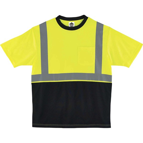 GloWear 8289BK Type R Class 2 Front T-Shirt - Large Size - Polyester - Lime, Black