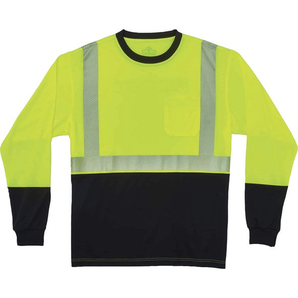 GloWear 8281BK Type R Class 2 Front Long Sleeve T-Shirt - 4XL Size - Polyester - Lime, Black
