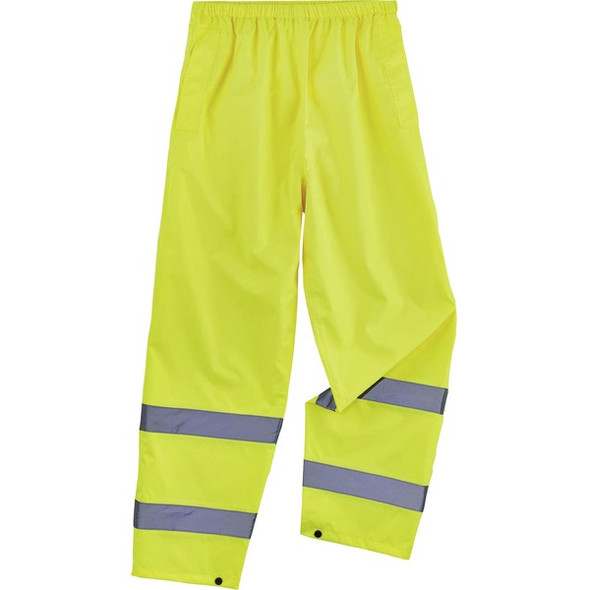 GloWear 8916 Lightweight Hi-Vis Rain Pants - Class E - For Rain Protection - Small (S) Size - Lime - Polyurethane, 150D Oxford Polyester