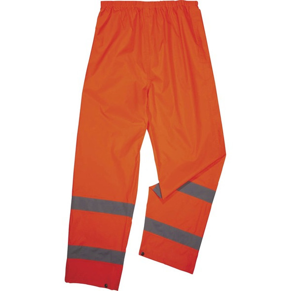 GloWear 8916 Lightweight Hi-Vis Rain Pants - Class E - For Rain Protection - Large (L) Size - Orange - Polyurethane, 150D Oxford Polyester