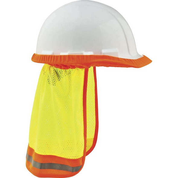 GloWear 8005 HI-Vis Mesh Neck Shade W/ Reflective - 10" Width x 1" Height x 8" Length - 6 / Carton - Lime - Elastic, Plastic, Mesh