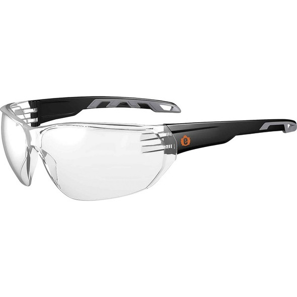 Skullerz VALI Clear Lens Matte Frameless Safety Glasses / Sunglasses - Eye Protection - Matte Black - Clear Lens - Anti-fog, Anti-scratch, UV Resistant, Lightweight, Impact Resistant, Non-Slip Temple, Rubber Tipped Temples, Frameless - 1 Each
