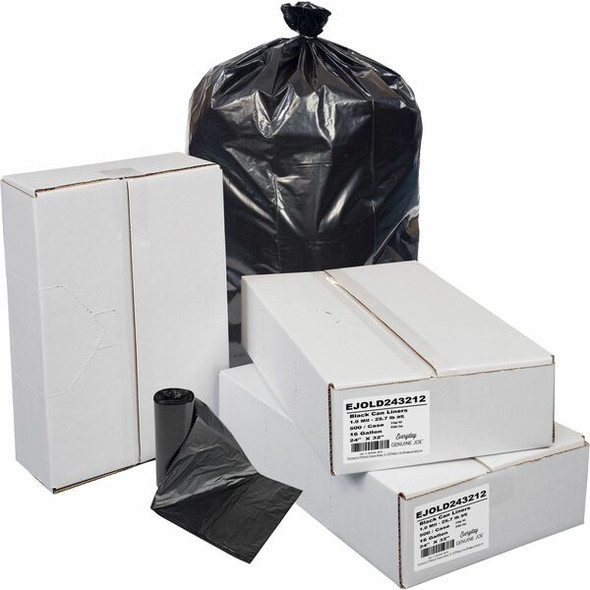 Everyday Genuine Joe Low-Density Can Liners - 16 gal Capacity - 24" Width x 32" Length - 1 mil (25 Micron) Thickness - Low Density - Black - Resin - 500/Carton - Office Waste, Receptacle - Recycled
