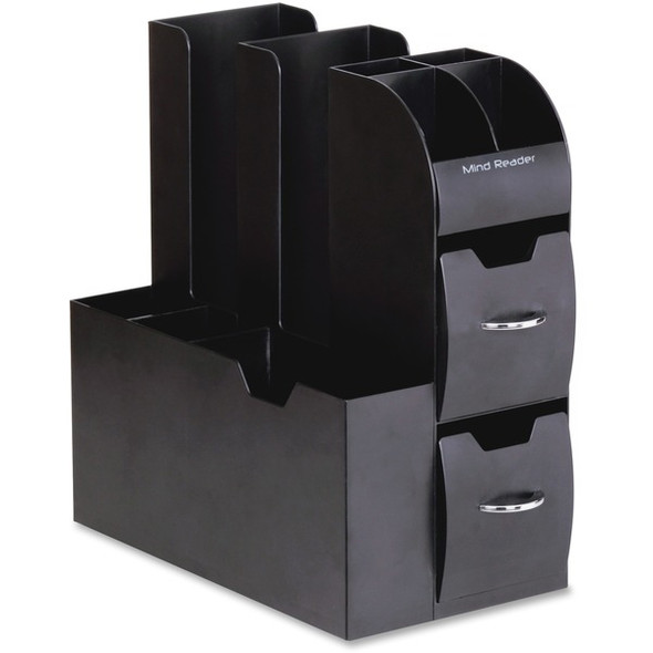 Mind Reader EMS Mind Compact All In One Coffee Pod Caddy - 16 x Coffee/Tea Pod - 2 Drawer(s) - 12" Height x 6.5" Width x 11.8" Depth - Compact - Black - 1 Each