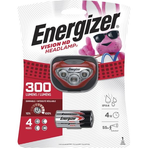 Energizer Vision HD LED Headlamp - LED - 300 lm Lumen - 3 x AAA - Red