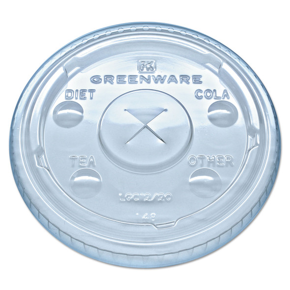 Greenware Cold Drink Lids, Fits 9 oz Old Fashioned Cups, 12 oz Squat Cups, 20 oz Cups Clear, 1,000/Carton