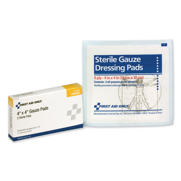 Gauze Pads, Sterile, 4 x 4, 2/Box