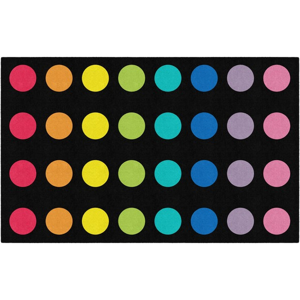 Flagship Carpets Schoolgirl Style Rainbow Dots Rug - 91.20" Length x 12 ft Width - Rectangle - Primary