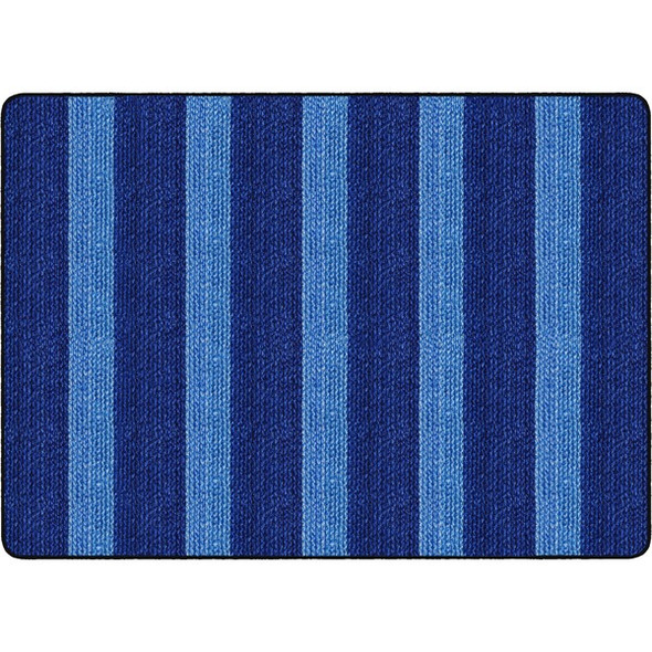 Flagship Carpets Basketweave Stripes Classroom Rug - Floor Rug - 72" Length x 99.96" Width - Rectangle - Blue - Nylon