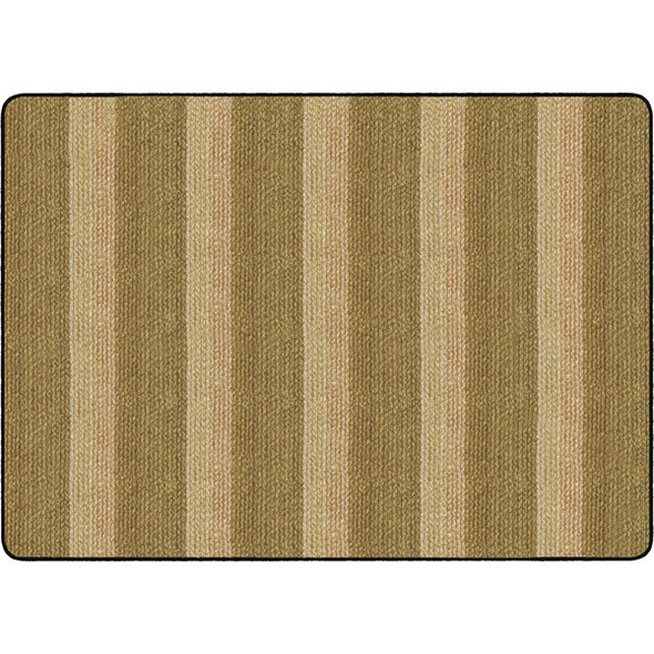 Flagship Carpets Basketweave Stripes Classroom Rug - Floor Rug - 72" Length x 100.80" Width - Rectangle - Natural - Nylon