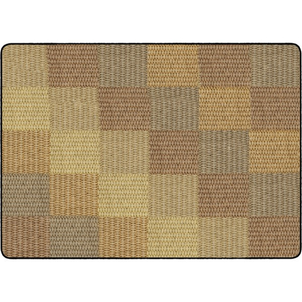 Flagship Carpets Basketweave Blocks Class Rug - Floor Rug - 72" Length x 100.80" Width - Rectangle - Natural - Nylon