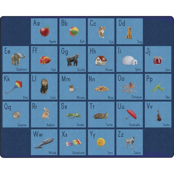 Flagship Carpets See My Alphabet Classroom Rug - Floor Rug - 13.17 ft Length x 10.50 ft Width x 0.50" Thickness - Rectangle - Blue - Yarn