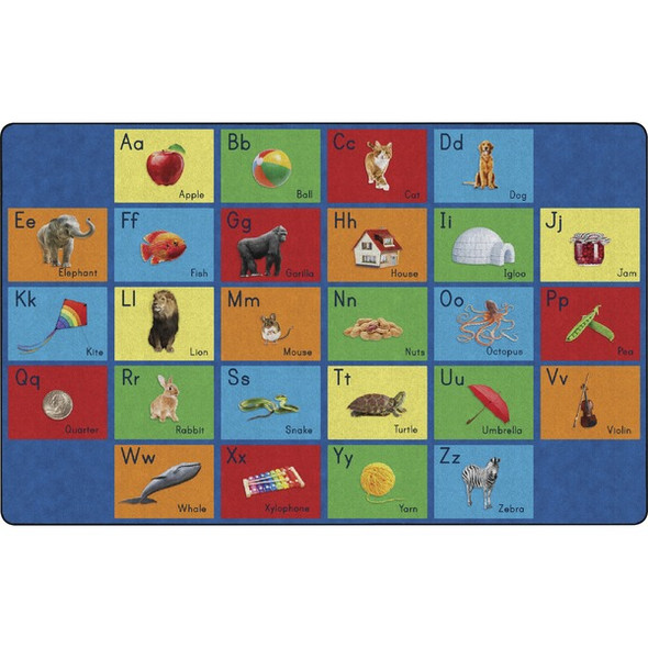 Flagship Carpets See My Alphabet Classroom Rug - Floor Rug - 12 ft Length x 93" Width x 0.50" Thickness - Rectangle - Multicolor - Yarn