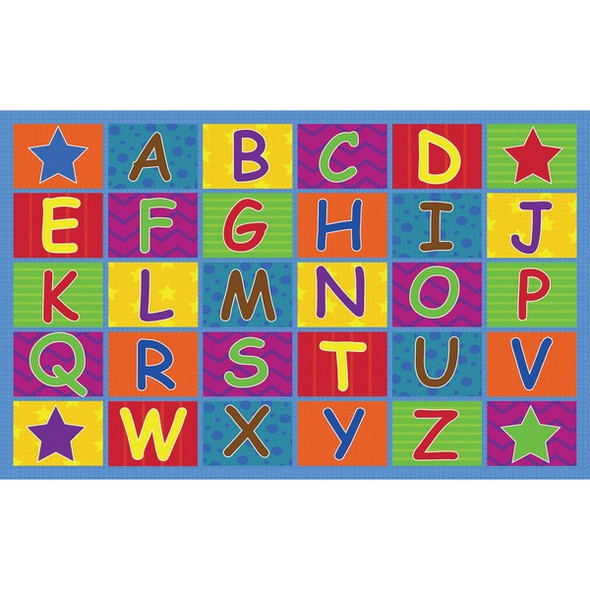 Flagship Carpets Cheerful Alphabet Classroom Rug - 12 ft Length x 90" Width x 0.50" Thickness - Rectangle - Multicolor