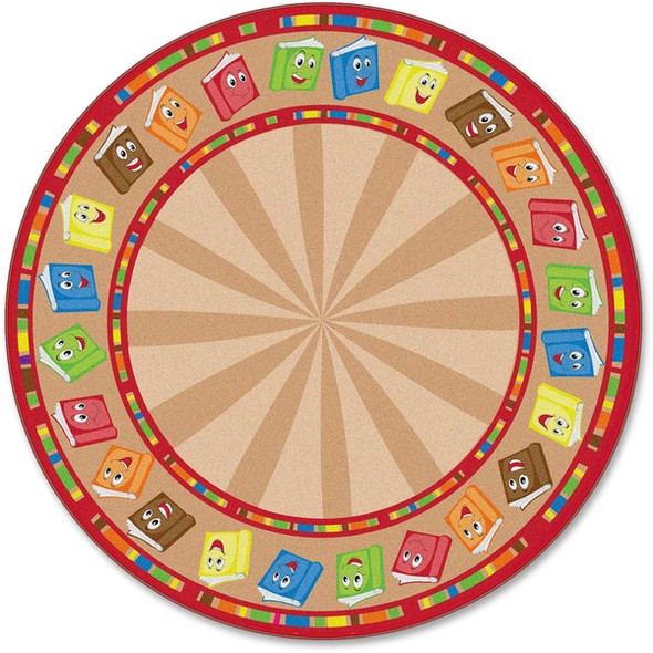 Flagship Carpets Calm Circle Time Books Round Rug - 72" Diameter - Circle - Multicolor