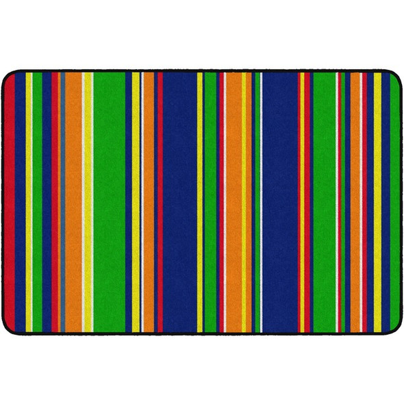 Flagship Carpets Basics Stripes Classroom Rug - 48" Length x 72" Width - Rectangle - Primary - Nylon