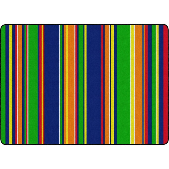 Flagship Carpets Basics Stripes Classroom Rug - 72" Length x 100.80" Width - Rectangle - Primary - Nylon