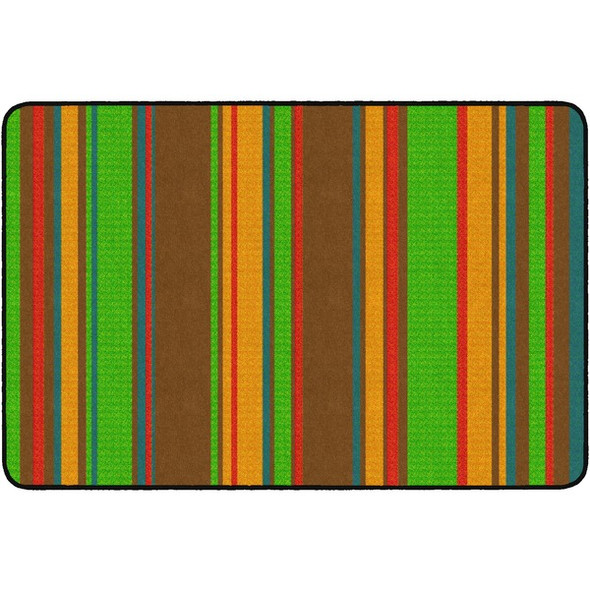 Flagship Carpets Basics Stripes Classroom Rug - 48" Length x 72" Width - Rectangle - Muted - Nylon
