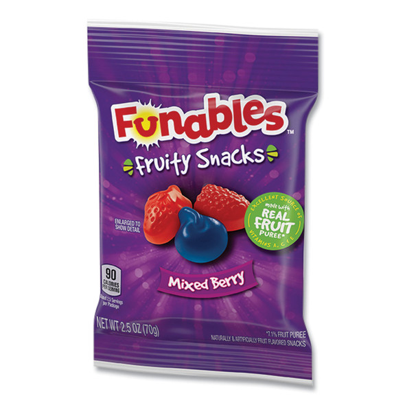 Funables Fruity Snacks, Mixed Berry, 2.5 oz Bag, 48/Carton