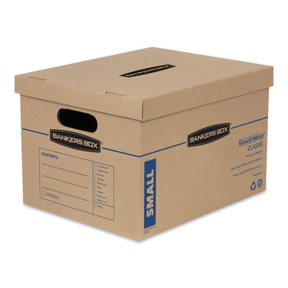 SmoothMove Classic Moving/Storage Boxes, Half Slotted Container (HSC), Small, 12" x 15" x 10", Brown/Blue, 15/Carton