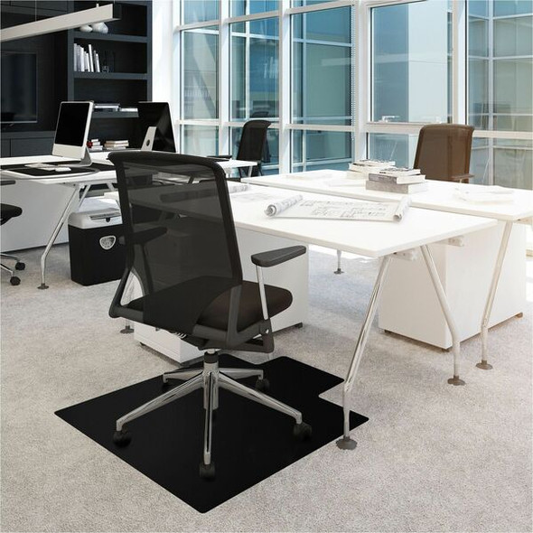 Advantagemat&reg; Black Vinyl Lipped Chair Mat for Carpets - 36" x 48" - Black Lipped PVC Chair Mat For Carpets - 48" L x 36" W x 0.09" D