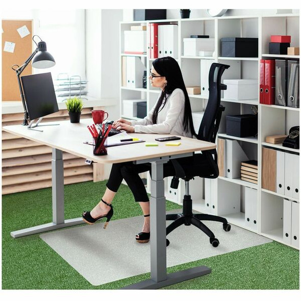Ecotex&reg; Polypropylene Rectangular Foldable Chair Mat for Carpets - 35" x 46" - Translucent Rectangular Polypropylene Chair Mat For Carpets - 46" L x 35" W x 0.1" D