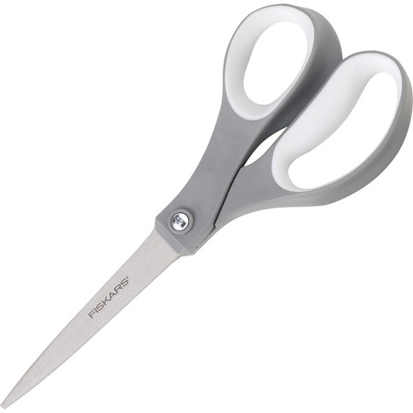 Fiskars Performance Softgrip Scissors - 8" Overall Length - Stainless Steel - Straight Tip - Orange - 1 Each