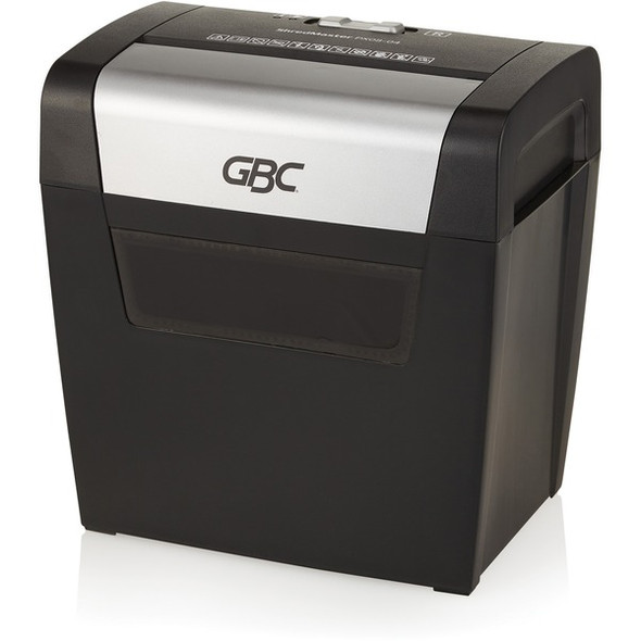 GBC ShredMaster PX08-04 Cross-Cut Paper Shredder - Non-continuous Shredder - Super Cross Cut - 8 Per Pass - for shredding Staples, Paper Clip - P-3 - 5.90 ft/min - 9" Throat - 3 Minute Run Time - 3.96 gal Wastebin Capacity - Black, Chrome